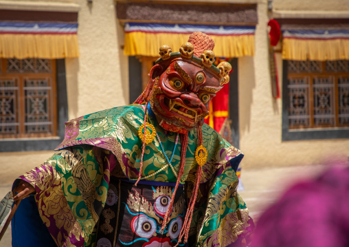 Cham dance with masked lamas in Lamayuru Monastery, Ladakh, Khalatse, India