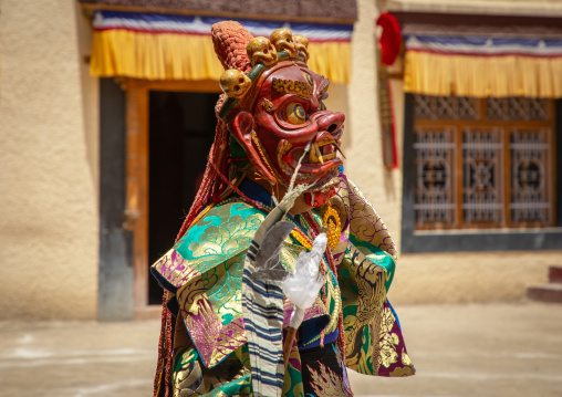 Cham dance with masked lamas in Lamayuru Monastery, Ladakh, Khalatse, India