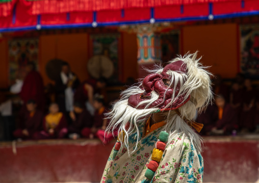 Cham dance with masked lamas in Lamayuru Monastery, Ladakh, Khalatse, India