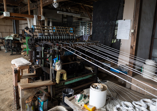 Kurume Kasuri weaving in Aika Tanaka Kasuri Kobo workshop, Kyushu region, Chikugo, Japan