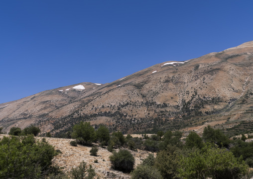 Patches of snow in the mountain, North Governorate, Daher el Kadib, Lebanon