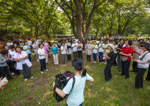 Japanese people originated from North Korea having fun in a park, North Hwanghae, Sariwon, North Korea