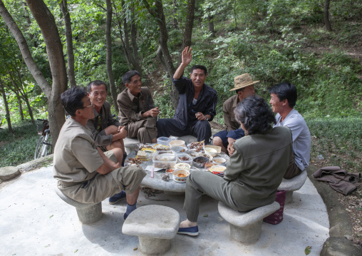 North Korean people enjoying a picnic in a park on a sunday, DGC, Pyongyang, North Korea