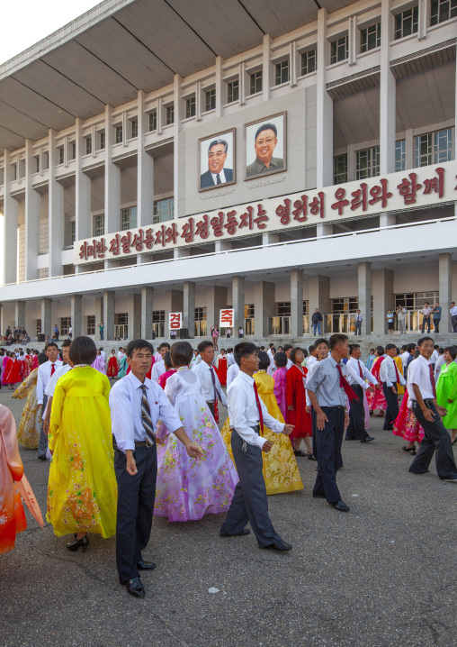 North Korean students during a mass dance performance, DGC, Pyongyang, North Korea