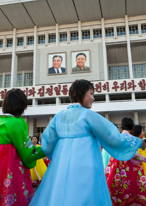 North Korean students during a mass dance performance, DGC, Pyongyang, North Korea