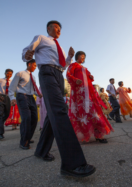 North Korean students during a mass dance performance, DGC, Pyongyang, North Korea