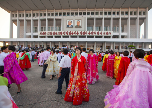 North Korean students during a mass dance performance, DGC, Pyongyang, North Korea