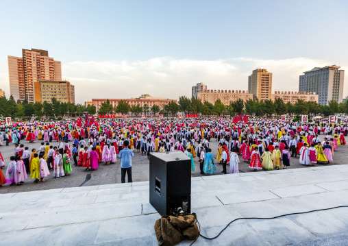 North Korean students during a mass dance performance, DGC, Pyongyang, North Korea