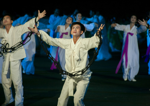 Arirang mass games with North Korean performers, DGC, Pyongyang, North Korea