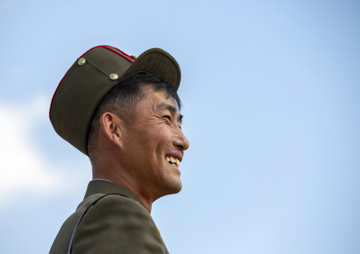 Portrait of a smiling North Korean soldier, DGC, Pyongyang, North Korea