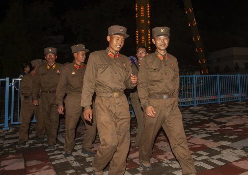North Korean soldiers having fun at Kaeson youth park, DGC, Pyongyang, North Korea