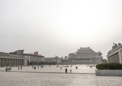 North Korean boys with rollers on Kim il Sung square, DGC, Pyongyang, North Korea