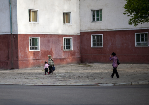 North Korean people in the street, DGC, Pyongyang, North Korea