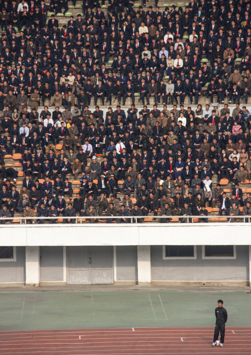 Crowd in the Kim il Sung stadium during a football game, DGC, Pyongyang, North Korea