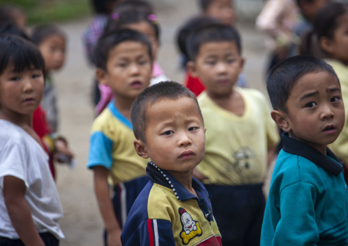 Group of North Korean children in a school, South Hamgyong, Hamhung, North Korea