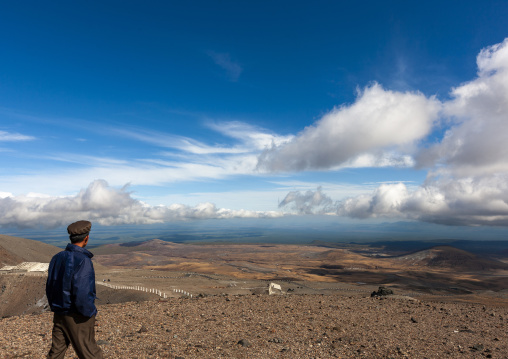 North korean man in Mount Paektu, Ryanggang, Mount Paektu, North Korea