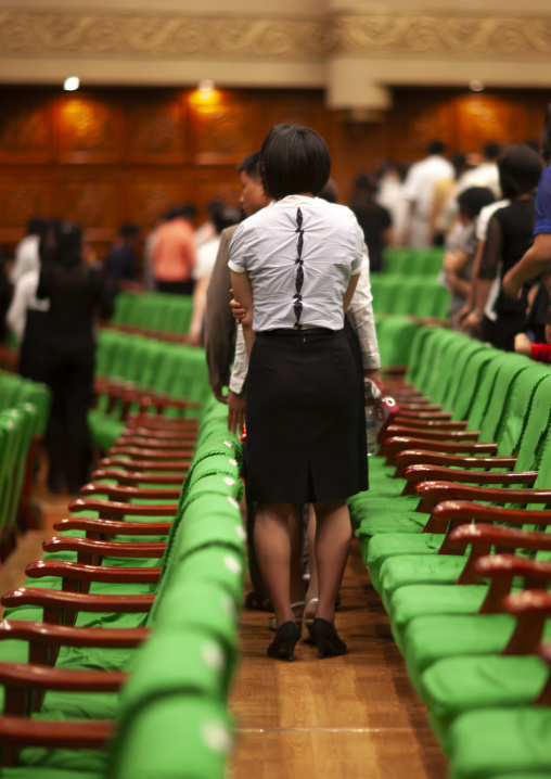 North Korean people leaving the opera house, DGC, Pyongyang, North Korea