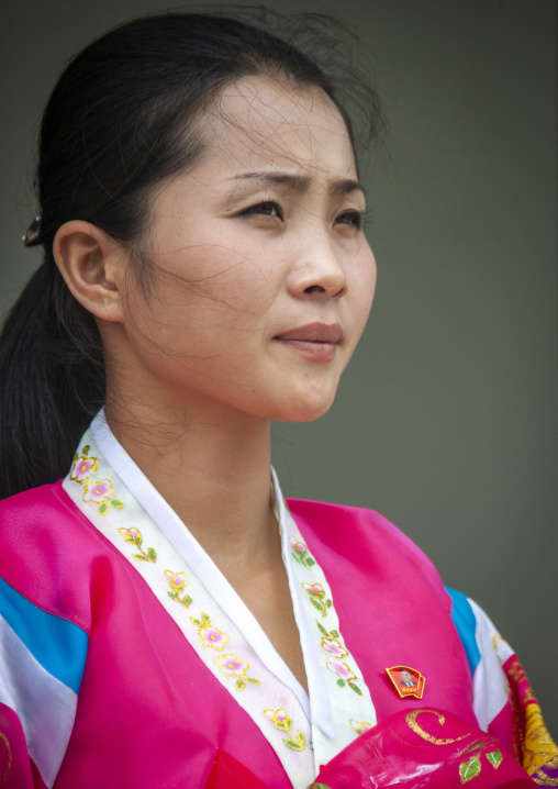 Portrait of a North Korean woman in Joseon-oth, North Hwanghae, Kaesong, North Korea