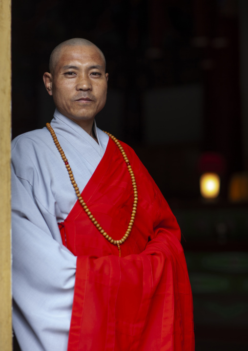 Bhuddist monk in Pohyon-sa Korean temple, Hyangsan county, Mount Myohyang, North Korea