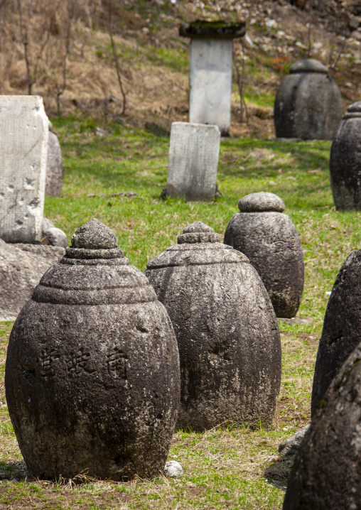 Funerary jars for the monks in Pohyon temple, Hyangsan county, Mount Myohyang, North Korea