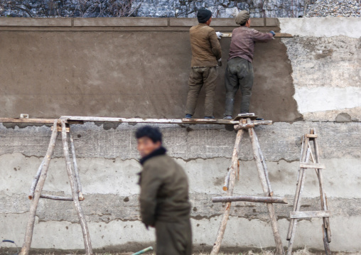 Propaganda fresco mosaic in progress, Kangwon-do, Wonsan, North Korea