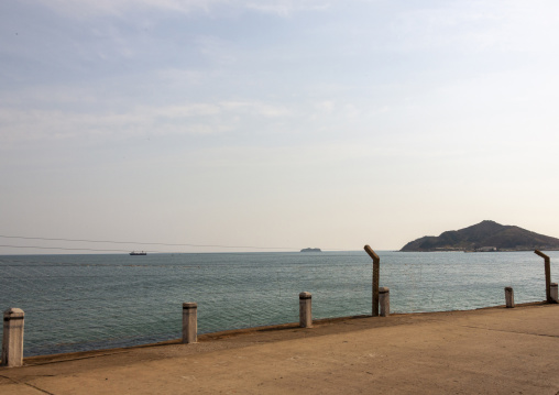 Barbed wire on the coastline, Kangwon Province, Wonsan, North Korea
