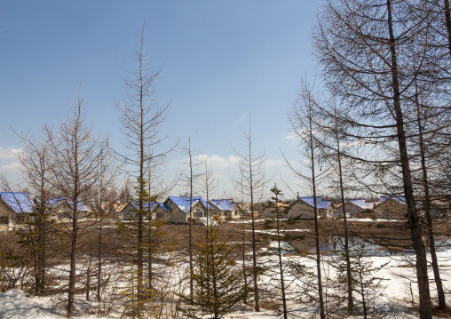 New apartment houses in the countryside, Ryanggang, Samjiyon, North Korea