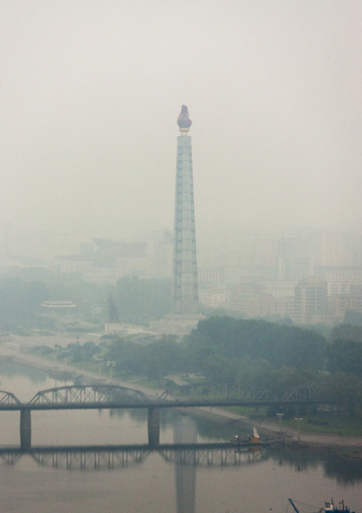 Juche tower built to commemorate Kim il-sung's 70th birthday, DGC, Pyongyang, North Korea