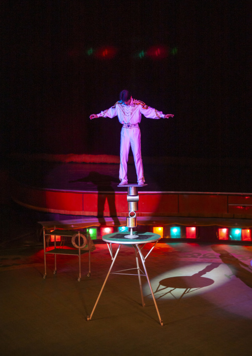 North Korean acrobat in a circus, DGC, Pyongyang, North Korea