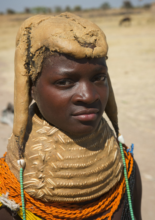 Mumuhuila Woman With The Traditional Giant Necklace, Hale Village, Angola