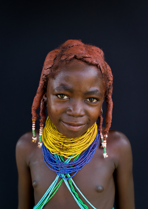 Mumuhuila tribe girl portrait, Huila Province, Chibia, Angola