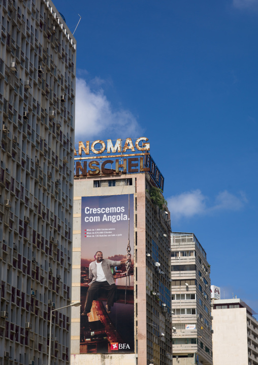 Huge Hoarding On A Housing Building Facade In Luanda, Angola