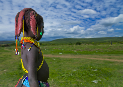 Mwila Girl With The Hair Covered With Oncula Paste, Chibia Area, Angola