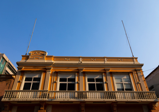 Old portuguese colonial building on the Marginal promenade called avenida 4 de fevereiro, Luanda Province, Luanda, Angola