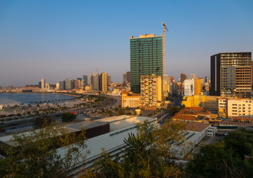 View over the new Marginal promenade called avenida 4 de fevereiro, Luanda Province, Luanda, Angola