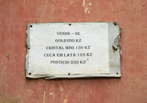 Billboard to sell beers in a bar, Benguela Province, Catumbela, Angola