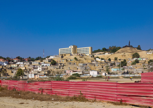 Kaluanda hotel in front of slum, Benguela Province, Catumbela, Angola