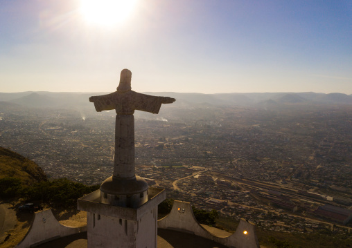 Aerial view of the Cristo Rei overlooking the city, Huila Province, Lubango, Angola