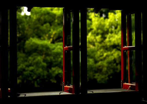 Chinese Windows Opened On A Garden, Shangai, China