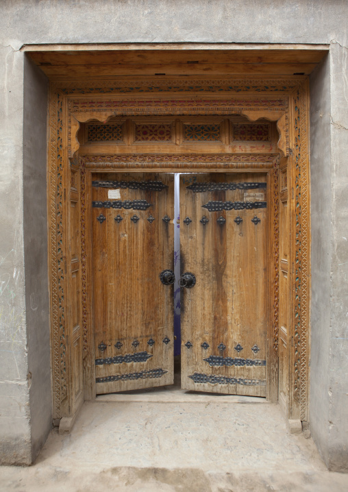 Traditional Door In Old Town, Keriya, Xinjiang Uyghur Autonomous Region, China