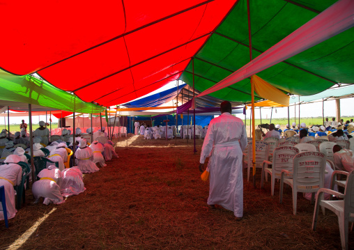 Benin, West Africa, Ganvié, celestial church of christ members ceremony