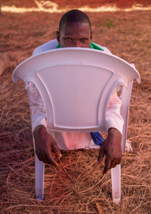 Benin, West Africa, Ganvié, celestial church of christ man praying