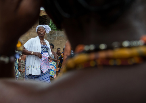 Benin, West Africa, Bopa, woman dancing during a voodoo ceremony