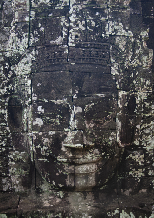 Giant buddha face inside Bayon temple, Siem Reap Province, Angkor, Cambodia