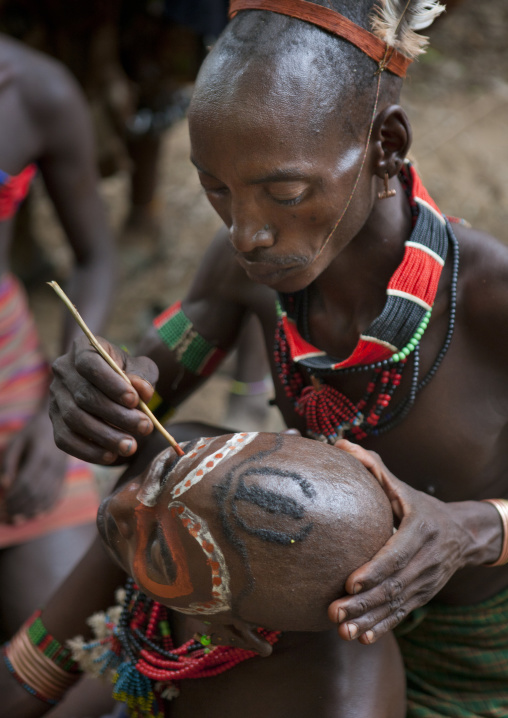 Whippers Making Up During Bull Jumping Ceremony In Hamer Tribe, Omo Valley, Ethiopia