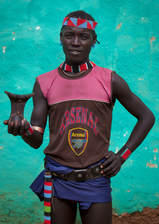 Arsenal Shirt Banna Man Standing With A Headrest In His Hand Ethiopia