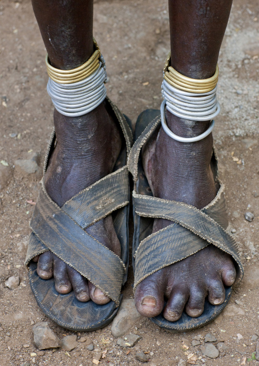 Sandals Of Bodi Woman Feet Omo Valley Ethiopia