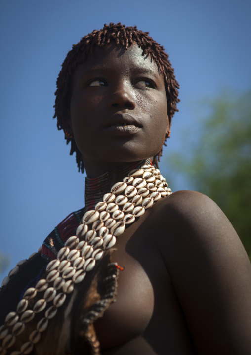 Hamer Tribe Woman In Traditional Outfit, Turmi, Omo Valley, Ethiopia