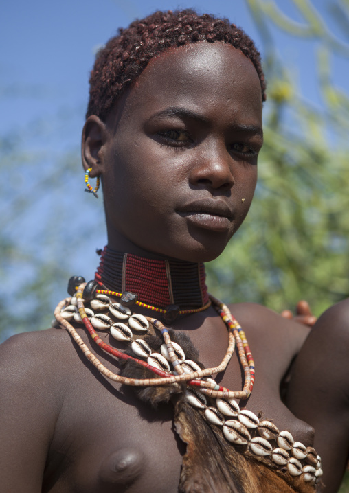 Hamer Tribe Woman In Traditional Outfit, Turmi, Omo Valley, Ethiopia