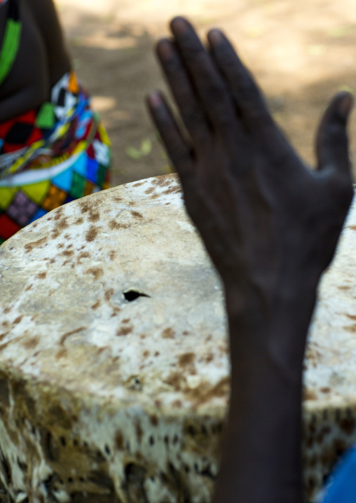 Anuak Tribe Playing Drum, Gambela, Ethiopia